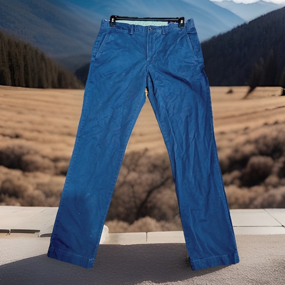 Polo Ralph Lauren Stretch Straight Fit Chino Pant Men 34x34 Navy Blue Flat Front